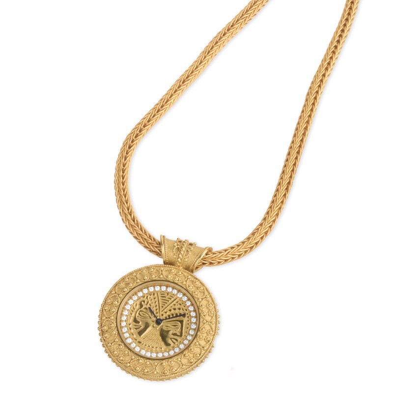 Etruscan Watch Pendant With Diamonds Etruscan Watch Pendant With Diamonds