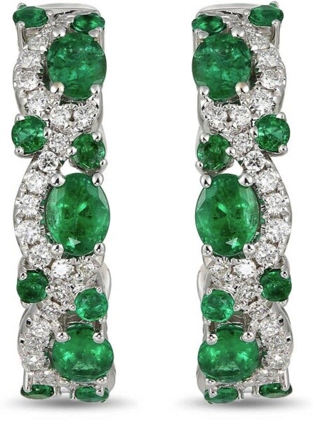 Gregg Ruth 18KT White Gold Emerald Diamond Earrings