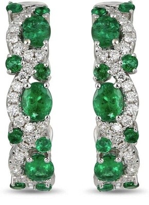 Gregg Ruth 18KT White Gold Emerald Diamond Earrings