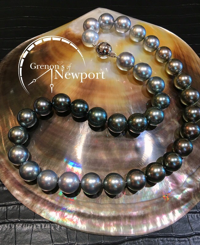 Mastoloni 18KT White Gold 12-13 MM Multicolor Ombre Black Tahitian Pearl Strand