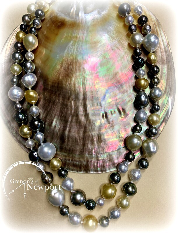 Mastoloni 18KT Yellow Gold Multicolor South Sea & Tahitian Baroque Pearl Strand Necklace