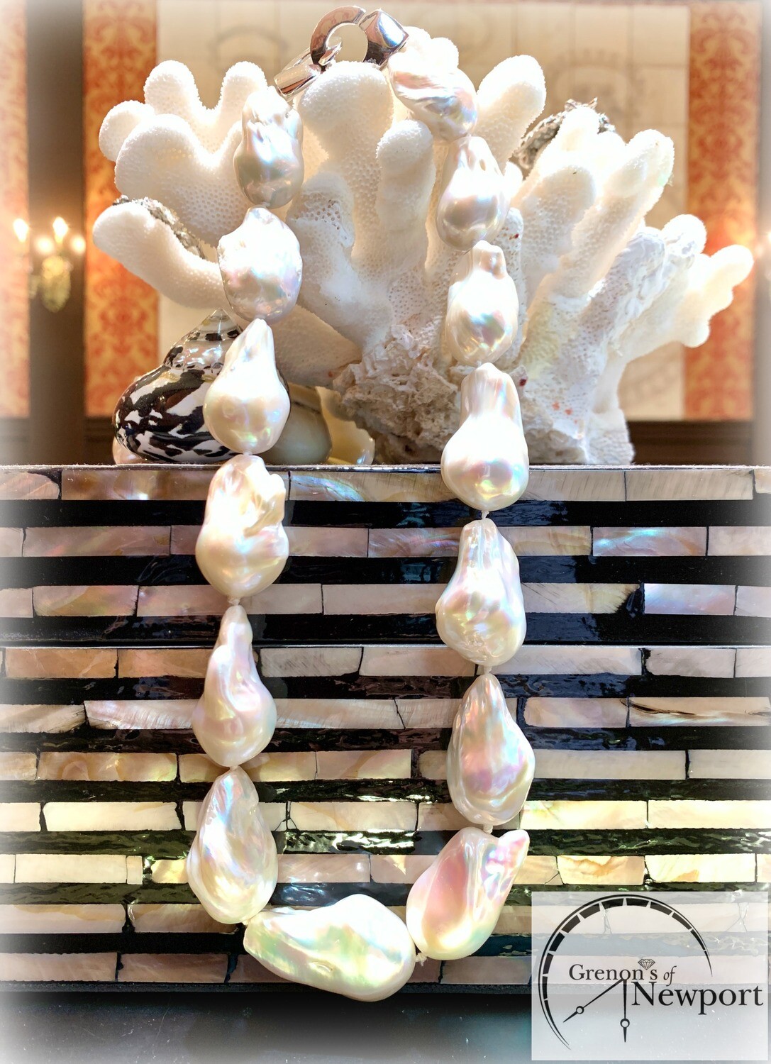 Mastoloni Sterling Silver 18-20mm Freshwater Baroque Pearl Necklace