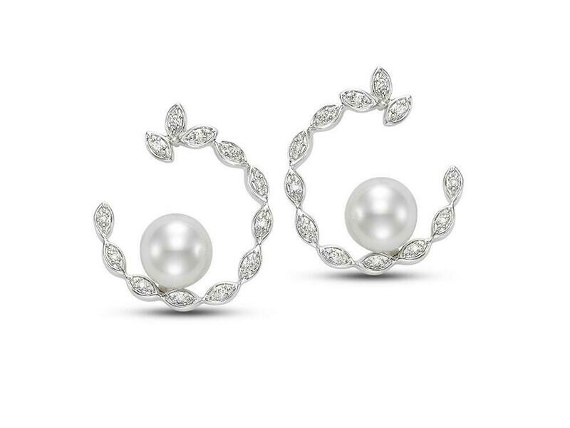 Diamond Pearl Hoop Earrings