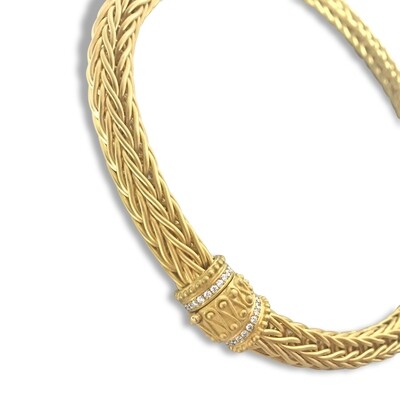 Heavy Etruscan 18kt yellow gold woven necklace