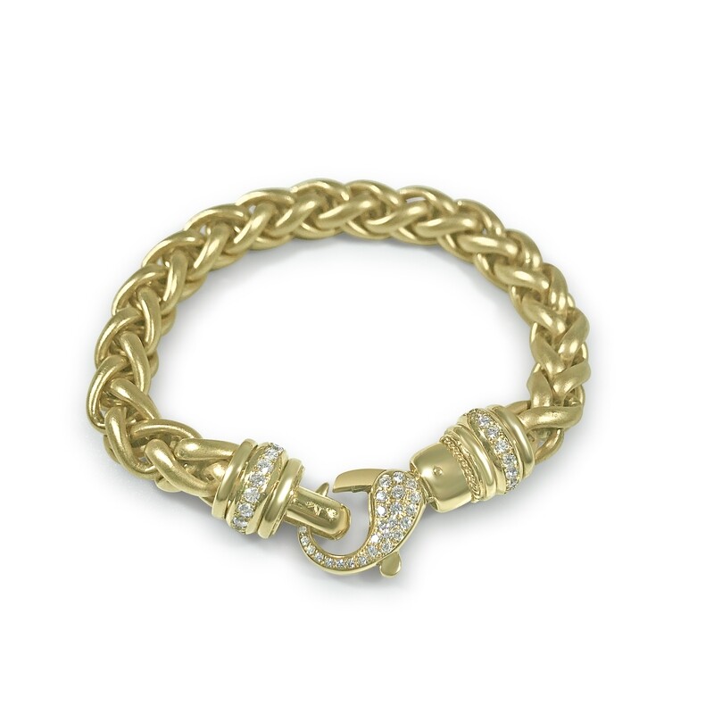 Etruscan Heavy Link Bracelet 18KT Yellow Gold With Diamonds Etruscan Heavy Link Bracelet 18KT Yellow Gold With Diamonds