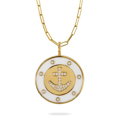 Anchor pendant in yellow gold