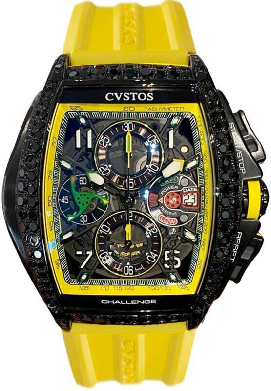 Cvstos Chrono Black Steel/2 Row Black Diamonds / Yellow