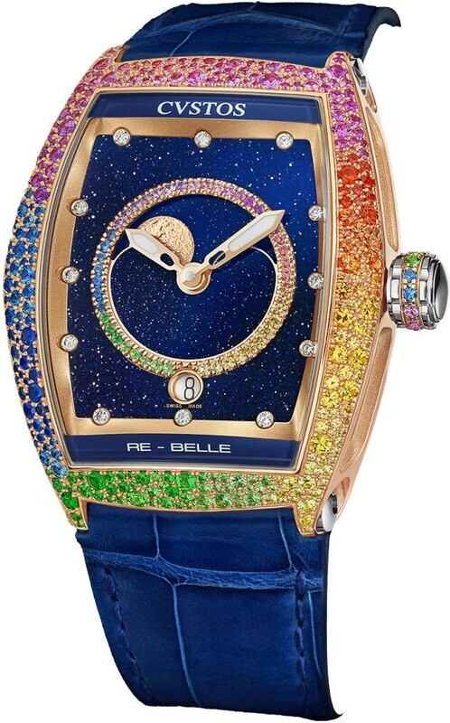 Re-Belle Moon 5N Red Gold / Rainbow Snow Setting Blue Aventurine