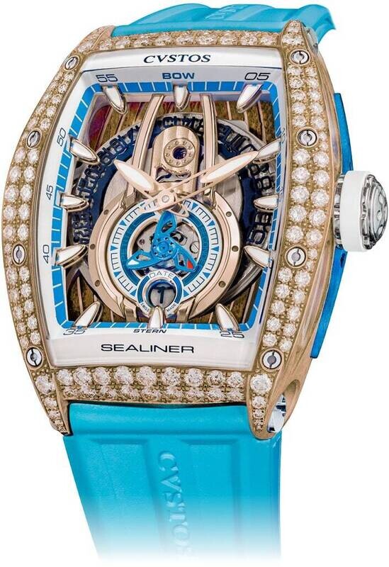Sealiner PS Bicolor 5N Red Gold / Skyblue / 2 Row Diamonds