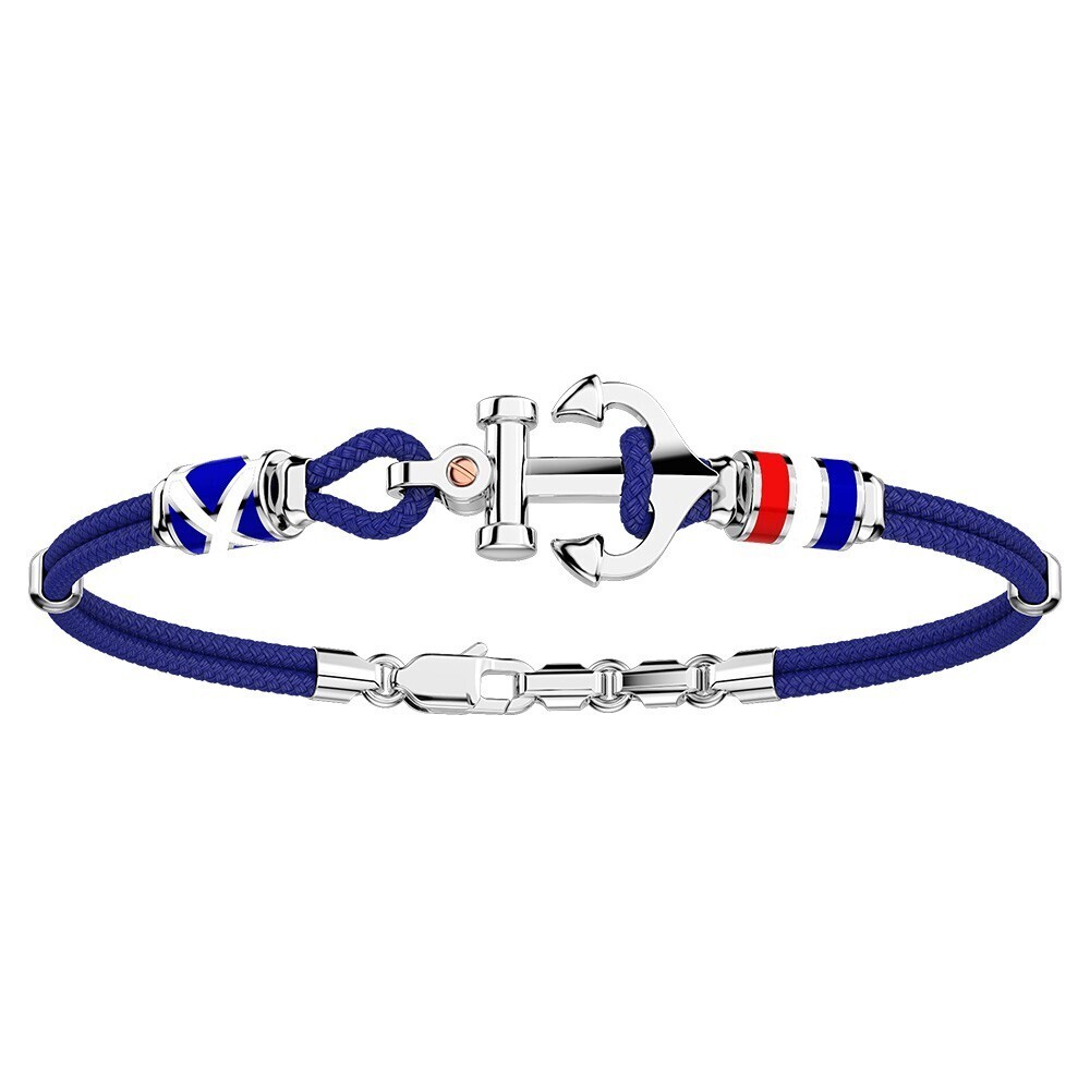Sterling anchor with blue rope bracelet