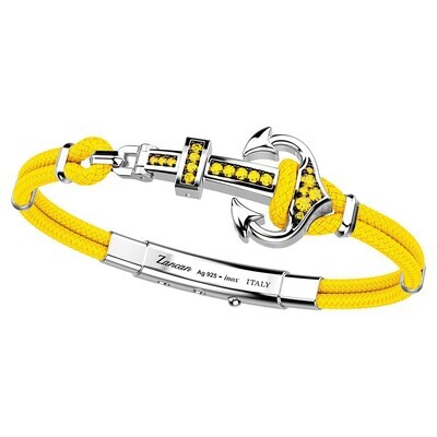 Yellow kevlar sterling silver anchor bracelet