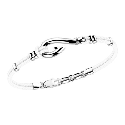 Silver hook with white rope bracelet