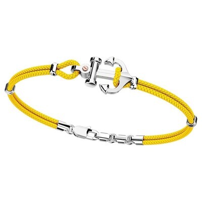 Small silver anchor with yellow rope bracelet