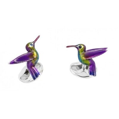 Hummingbird silver and enamel cufflinks