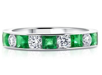 Princess Emeralds And Diamond Channel Set Band Princess Emeralds And Diamond Channel Set Band