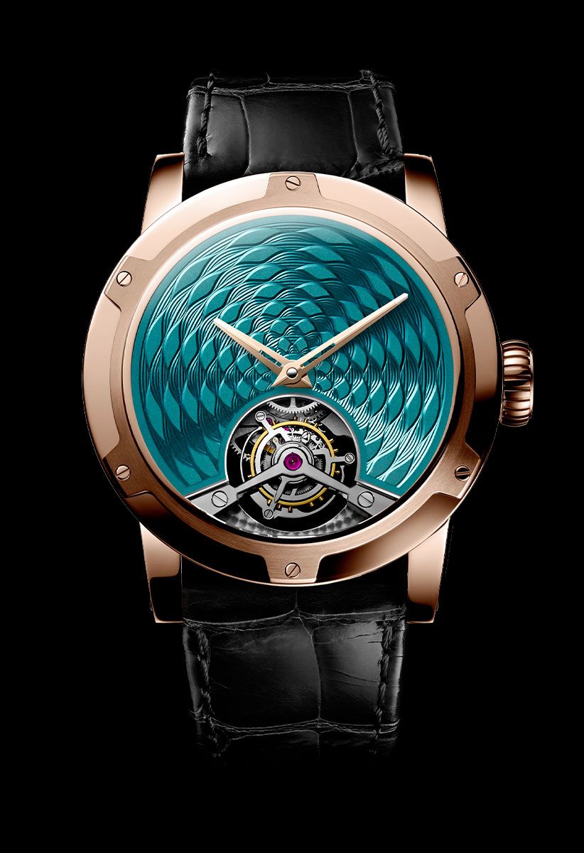 Tourbillion Illusion Dial Duck Green Water circles 18K Red Gold Unique timepiece Tourbillion Illusion Dial Duck Green Water circles 18K Red Gold Unique timepiece