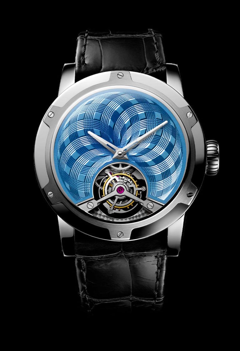 Tourbillion Illusion Dial Azure Blue Magic 8 18K White Gold Unique timepiece 47mm