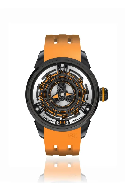 Behrens Starship Automatic Wristwatch Amber (Orange)