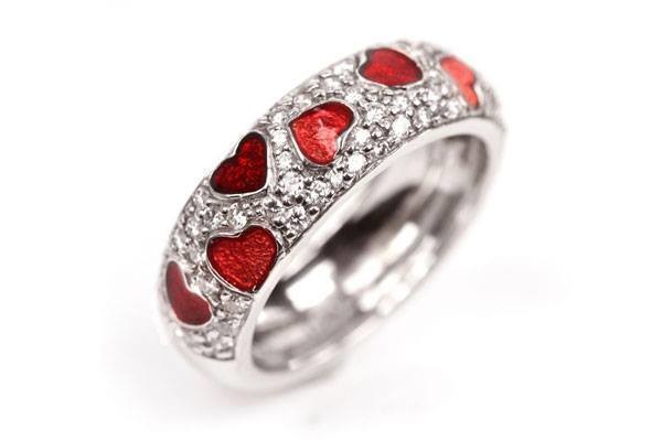 WG Red enamel hearts