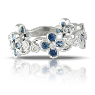 Azure blue sapphire and diamond ring