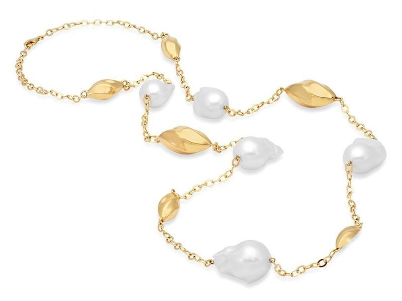 Baroque Freshwater Pearl Chain Link Necklace