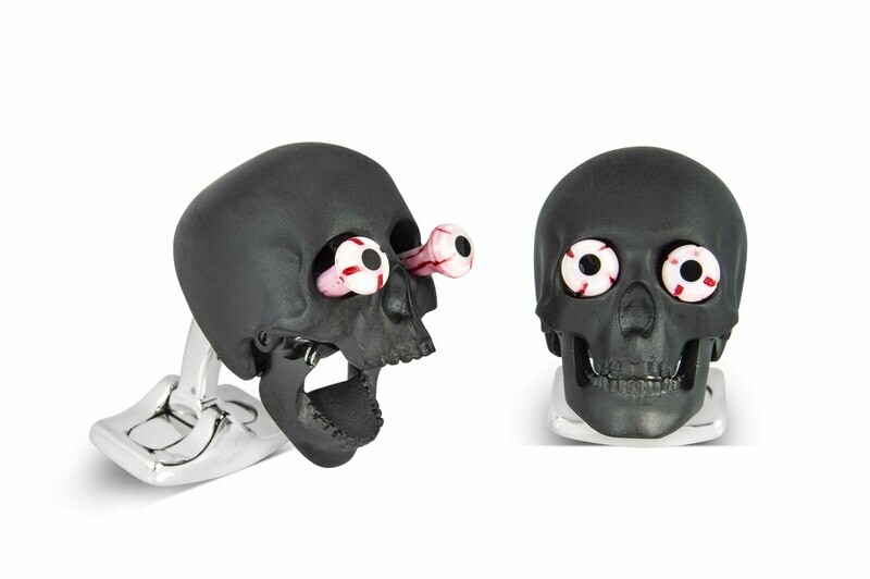 Eye Popping Skull Cufflinks in Matte Black
