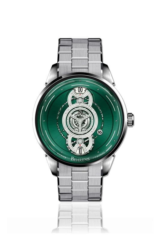 “Space Traveler” Automatic Wristwatch (Green) Bracelet