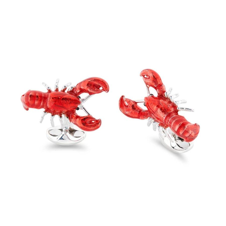 Sterling Silver Red Enamel Lobster Cufflinks Sterling Silver Red Enamel Lobster Cufflinks