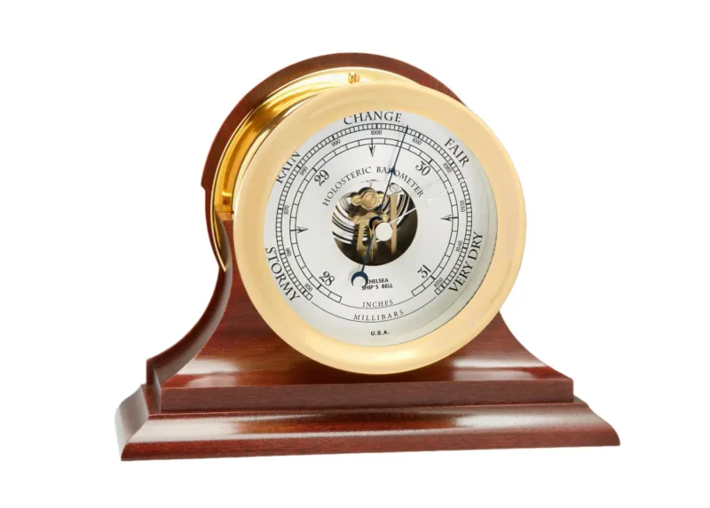 6" Ship's Bell Barometer in Brass on Traditional Base
