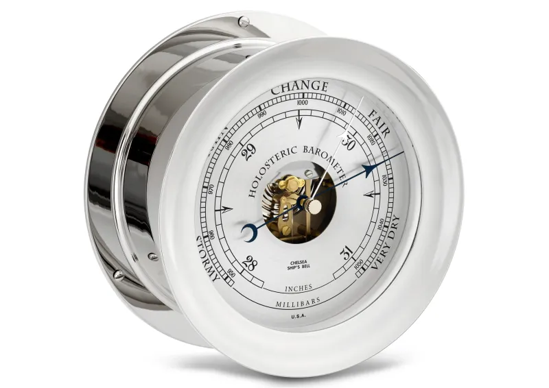 8 1/2" Ship's Bell Barometer in Nickel