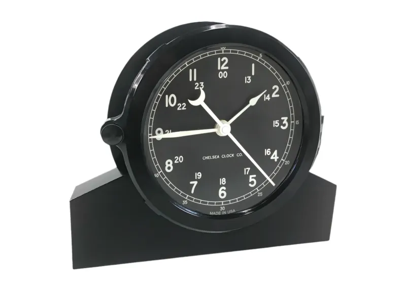 Naval Deck Clock and Base - 8.5" Black Dial