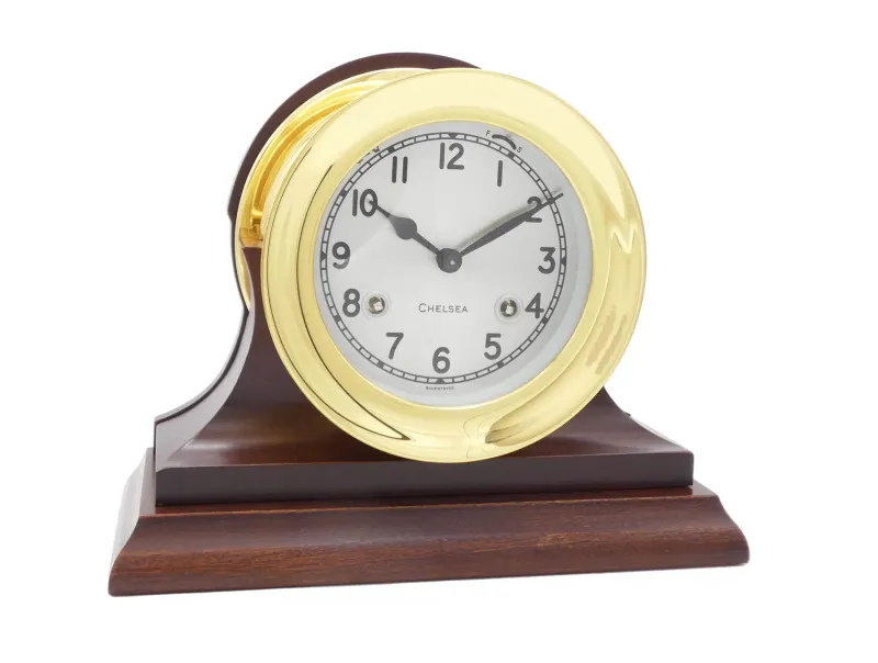 4 1/2" Shipstrike Clock in Brass on Traditional Base
