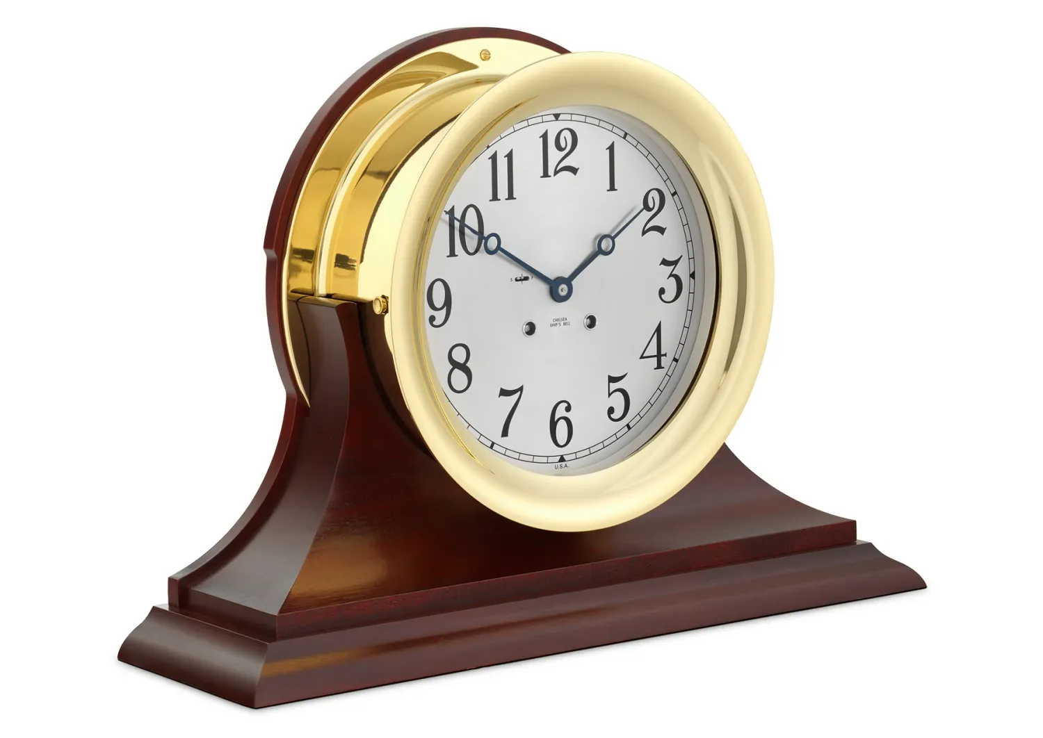 8 1/2 8 1/2" Ship's Bell Clock, Traditional Base