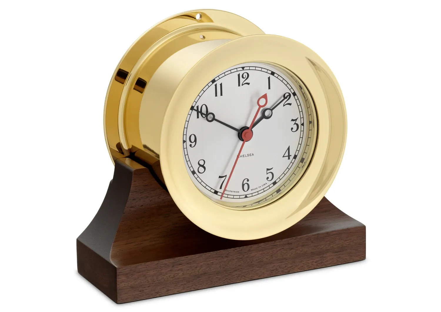 4 1/2 4 1/2" Shipstrike Quartz Clock in Brass on Contemporary Base