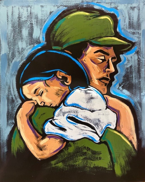 Soldier Embracing Child Art Print