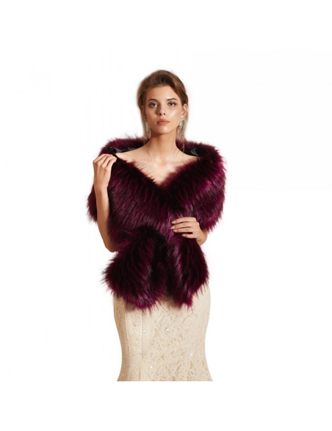 burgundy faux fur wrap