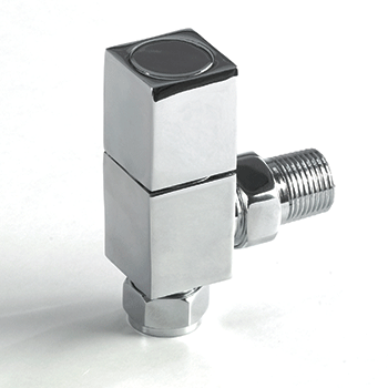 Cube Angled or Straight Square Radiator Valves - Chrome