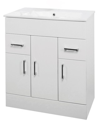 Turino Minimalist 750 Gloss white Floor Standing Basin &amp; Vanity Unit CB-AC