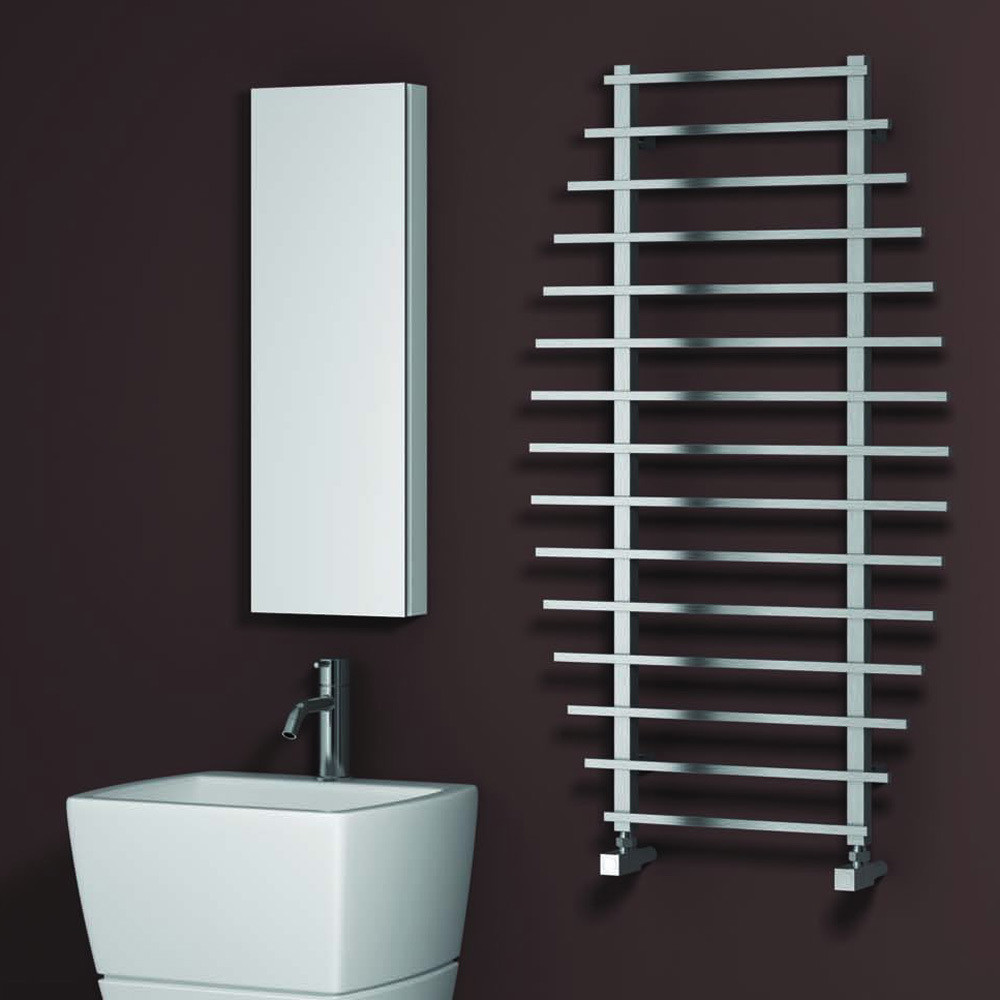 Reina ENNA Satin Stainless Steel Square Bar Towel Rail 1200mm High x 700mm Wide