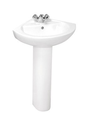 Vital Corner Wash Basin With Full Pedestal