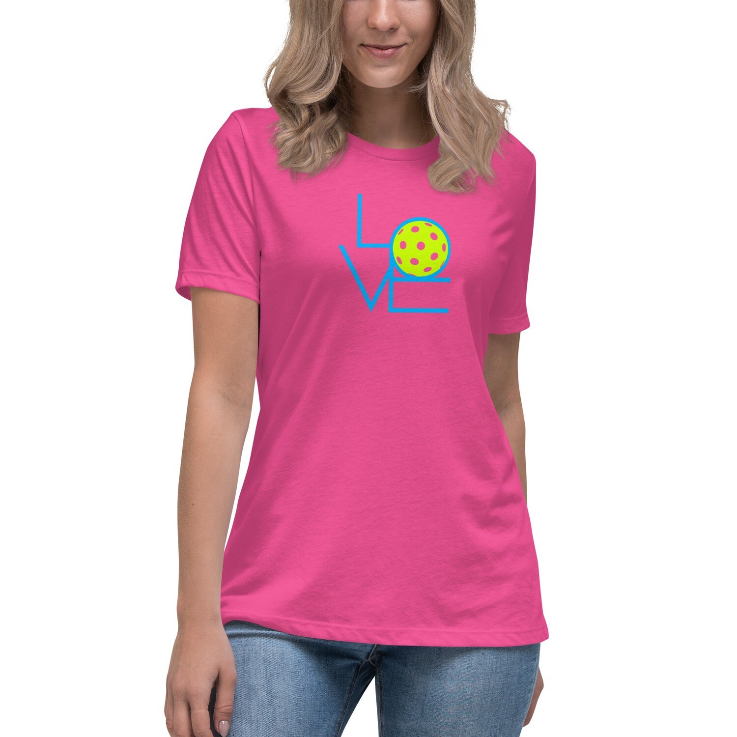 Love Pickleball Women's Relaxed T-Shirt, Color: Berry, Size: S
