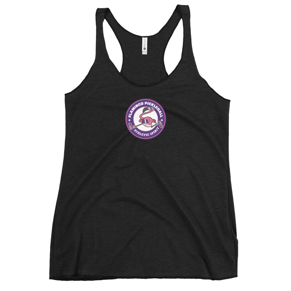 Flamingo Pickleball Women's Racerback Tank, Color: Vintage Black, Size: XS