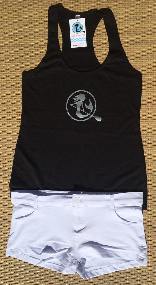 SUP Mermaid™ - Black &amp; Metalic Sliver Logo Tank Top