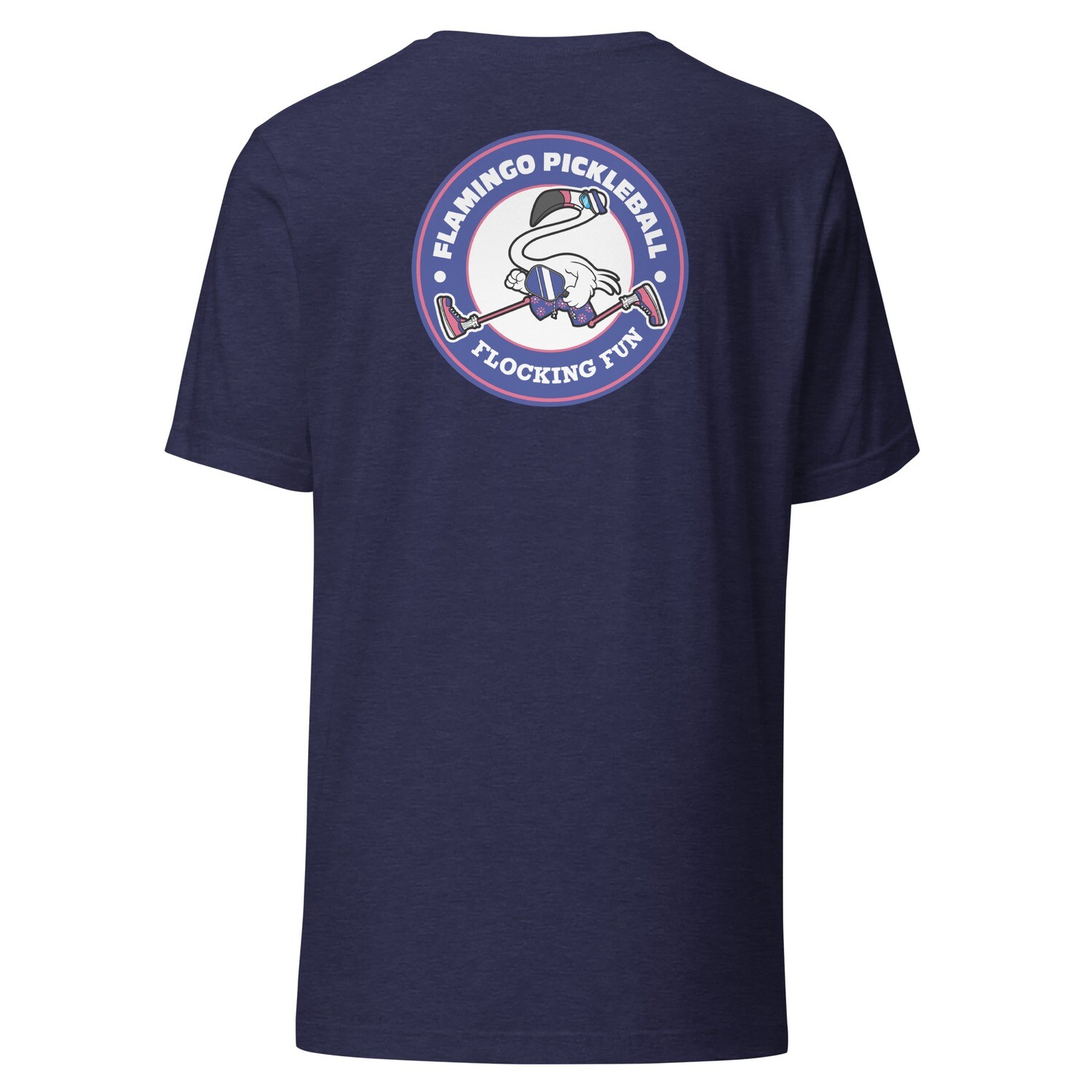 Flamingo Pickleball "Flocking Fun" Unisex t-shirt, Color: Heather Midnight Navy, Size: XS