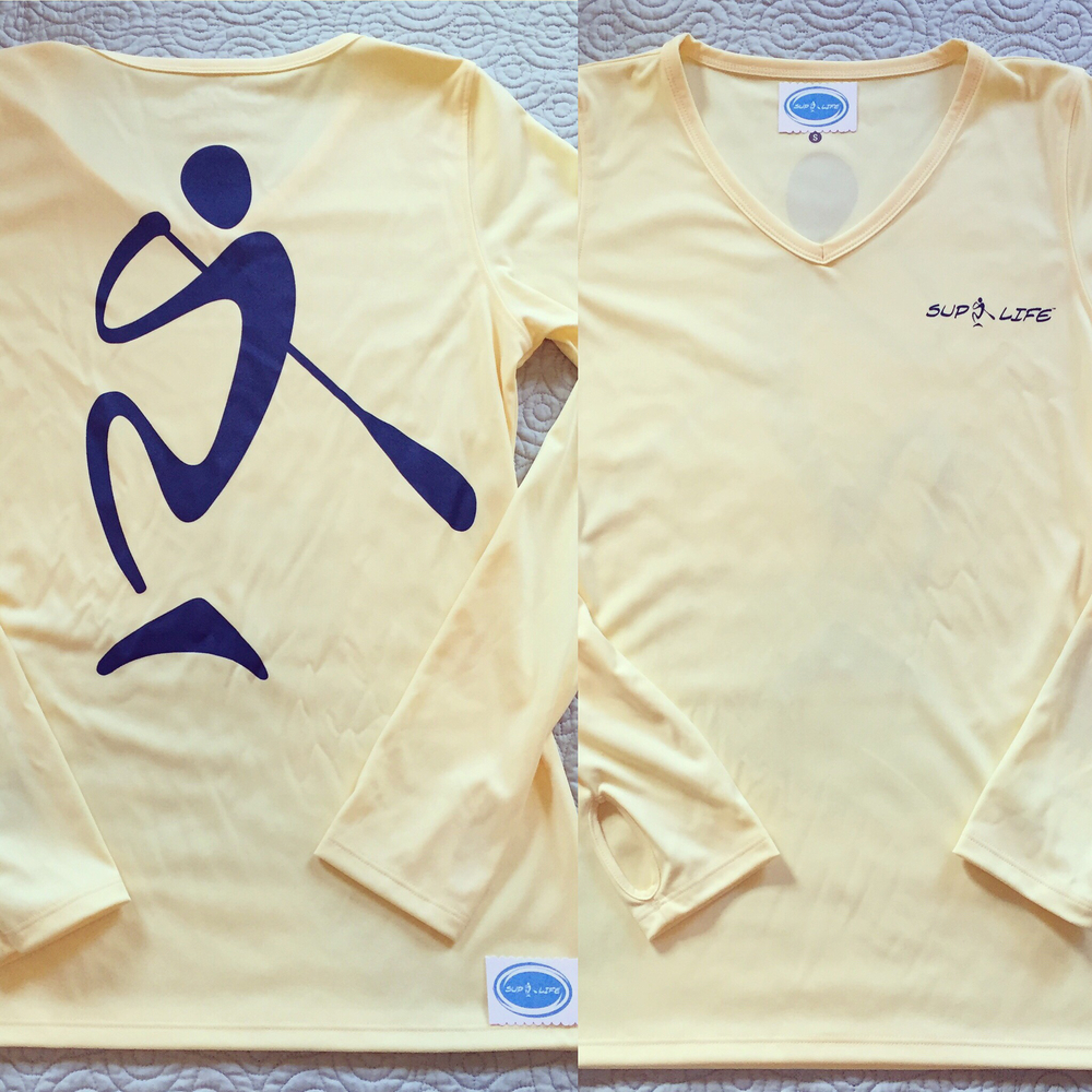 SUP LIFE® - Women's Long Sleeve V-Neck Performance (Yellow), Size: Medium