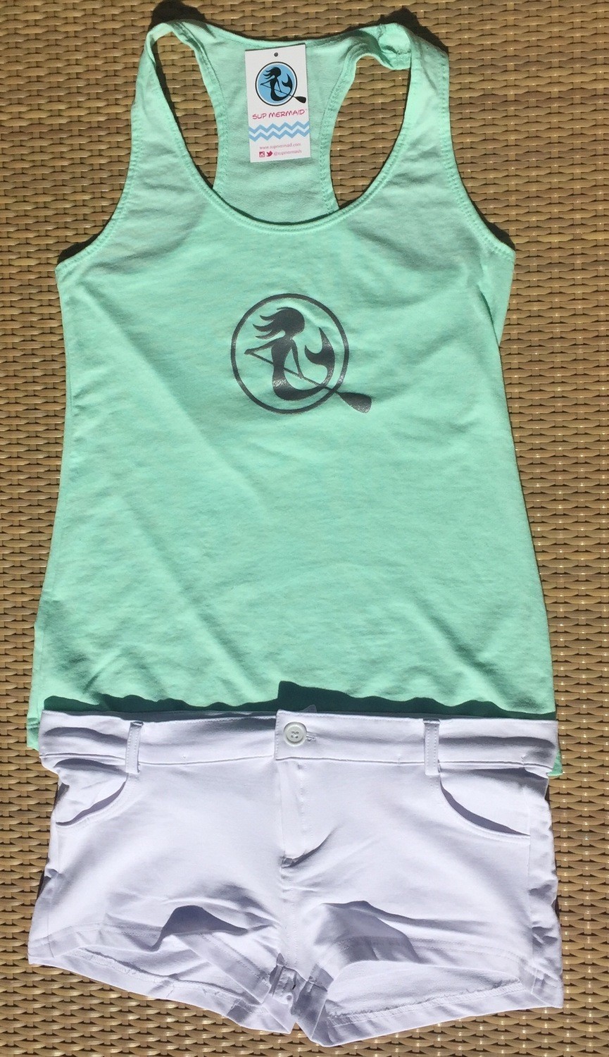 SUP Mermaid™ Mint &amp; Metalic Sliver Logo Tank Top