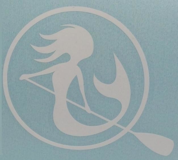 SUP Mermaid™  White Vinyl Decal in Circle Free Shipping