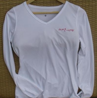 SUP LIFE® - Women's Long Sleeve V-Neck Performance (White)
