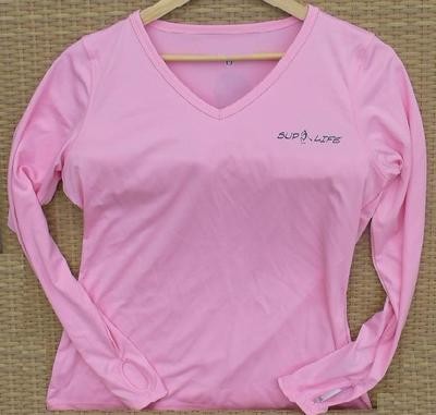 SUP LIFE® Branded Women's Long Sleeve V-Neck Performance (Pink)
