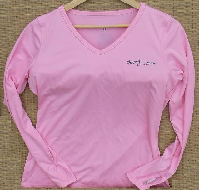 SUP LIFE® Branded Women's Long Sleeve V-Neck Performance (Pink)